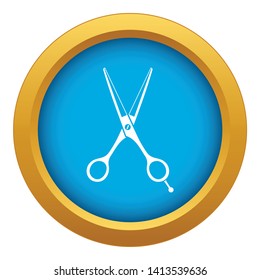 Scissors icon blue vector isolated on white background for any design