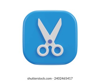 scissors icon with button 3d rendering vector illustration