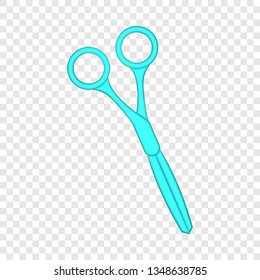 Scissors icon in cartoon style isolated on background for any web design 