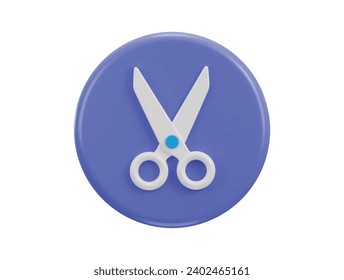 scissors icon with circle button 3d rendering vector illustration