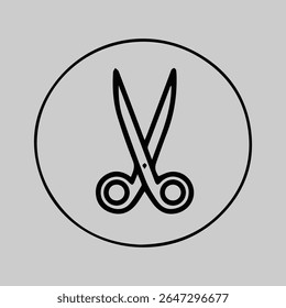 Scissors icon in a circle. Cutting tool symbol. Tailoring or craft concept