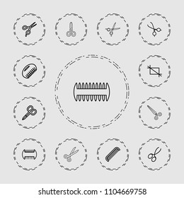 Scissors icon. collection of 13 scissors outline icons such as comb. editable scissors icons for web and mobile.