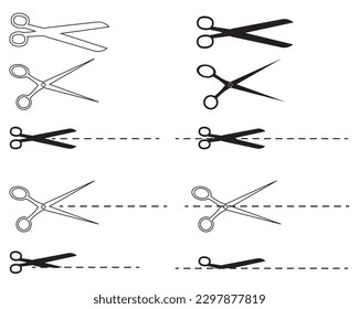 Scissors icon collection on white isolated background
