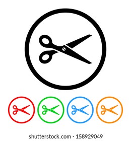 Scissors Icon with Color Variations