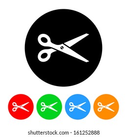 Scissors Icon with Color Variations