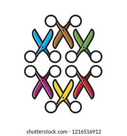 scissors icon color variations isolated on white background vector illustration