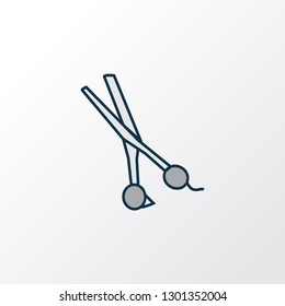 Scissors icon colored line symbol. Premium quality isolated shears element in trendy style.