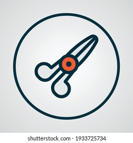 Scissors icon colored line symbol. Premium quality isolated shears element in trendy style.