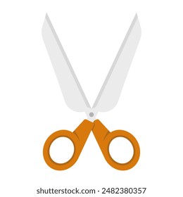 Scissors Icon Concept, scissors with color handles. Tool for cutting paper, cardboard. Stationery with a sharp knife. illustration isolated on background.