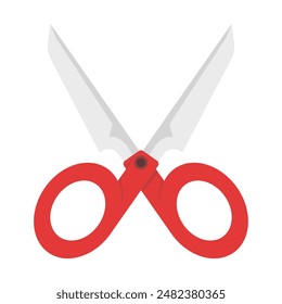 Scissors Icon Concept, scissors with color handles. Tool for cutting paper, cardboard. Stationery with a sharp knife. illustration isolated on background.