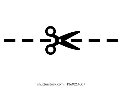 Scissors icon, coupon border sign - stock vector