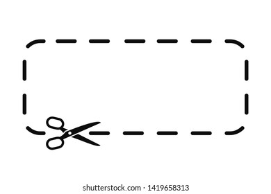 Scissors icon, coupon border sign - vector for stock