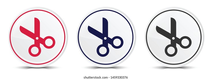 Scissors icon crystal flat round button set illustration design isolated on white background