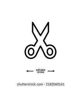 icono de tijeras, corte, botón Iconos de corte, vector, signo, símbolo, logotipo, ilustración, trazo editable, estilo de diseño plano aislado en pictograma lineal blanco