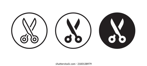 scissors icon, cut, Cutting icons button, vector, sign, symbol, logo, illustration, editable stroke, flat design style isolated on white linear pictogram