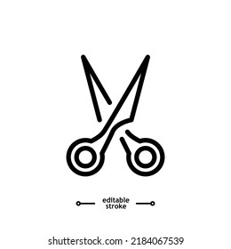 scissors icon, cut, Cutting icons button, vector, sign, symbol, logo, illustration, editable stroke, flat design style isolated on white linear pictogram