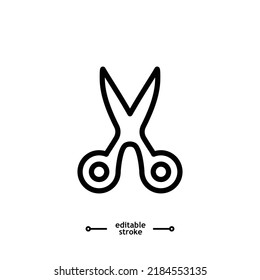 scissors icon, cut, Cutting icons button, vector, sign, symbol, logo, illustration, editable stroke, flat design style isolated on white linear pictogram