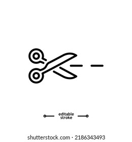 scissors icon, cut, Cutting icons button, vector, sign, symbol, logo, illustration, editable stroke, flat design style isolated on white linear pictogram