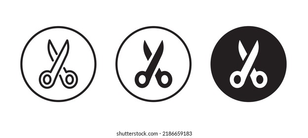 scissors icon, cut, Cutting icons button, vector, sign, symbol, logo, illustration, editable stroke, flat design style isolated on white linear pictogram