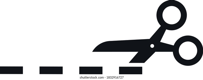 The scissors icon. Cut here symbol. Flat