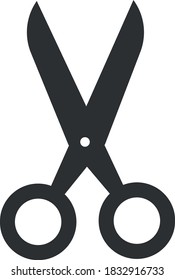 El icono de las tijeras. Corta aquí el símbolo. Plano