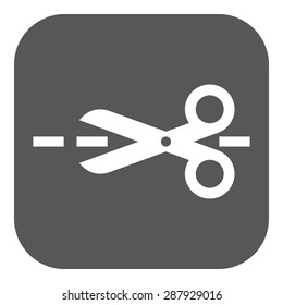 The scissors icon. Cut here symbol. Flat Vector illustration. Button