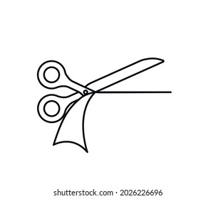Schere Symbol mit Schnittlinien einzeln auf weißem Hintergrund. Vektorsymbol