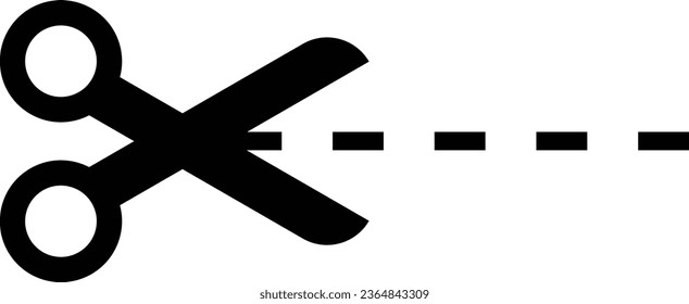 Scissors icon with cut lines isolated on white background . Vector