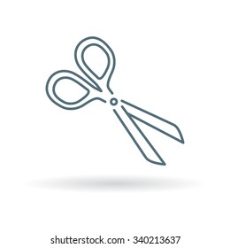 Scissors icon. Cut sign. Clippers symbol. Thin line icon on white background. Vector illustration.