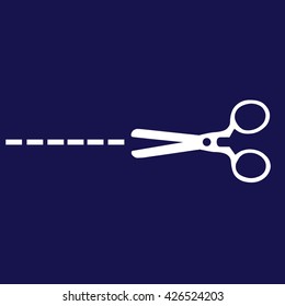 Scissors icon cut vector. Blue background