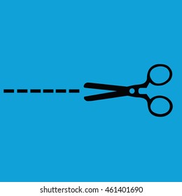 Scissors icon cut vector. Blue background