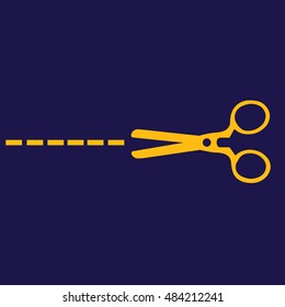 Scissors icon cut vector. Blue background