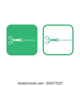 Scissors icon cut vector illustration. Green and white