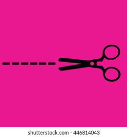 Scissors icon cut vector. Pink background