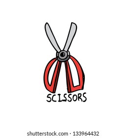 scissors icon cute cartoon doodle