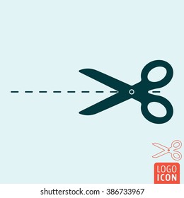 Scissors icon. Cutting line icon isolated, scissor minimal design. Vector illustration