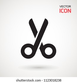 Scissors icon. Cutting scissors icon. Vector illustration. Isolated on white background. Web design element.