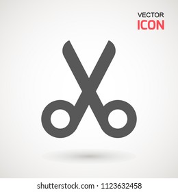 Scissors icon. Cutting scissors icon. Vector illustration. Isolated on white background. Web design element.