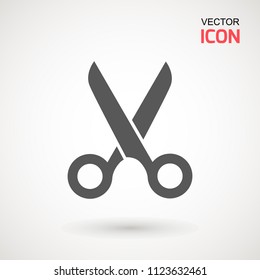 Scissors icon. Cutting scissors icon. Vector illustration. Isolated on white background. Web design element.