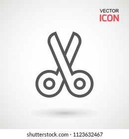 Scissors icon. Cutting scissors icon. Vector illustration. Isolated on white background. Web design element.