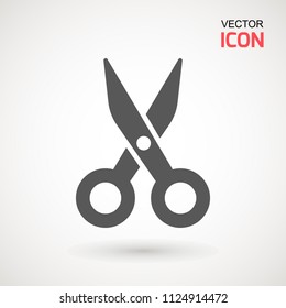 Scissors icon. Cutting scissors icon. Vector illustration. Isolated on white background. Web design element.
