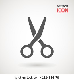 Scissors icon. Cutting scissors icon. Vector illustration. Isolated on white background. Web design element.