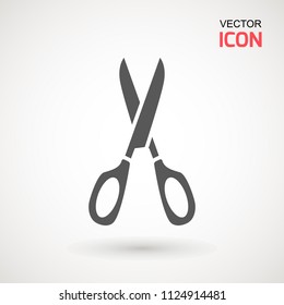 Scissors icon. Cutting scissors icon. Vector illustration. Isolated on white background. Web design element.