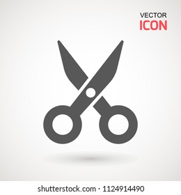 Scissors icon. Cutting scissors icon. Vector illustration. Isolated on white background. Web design element.