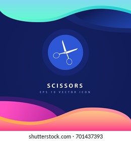 Scissors icon design on modern flat background