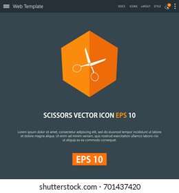 Scissors icon design on modern flat background