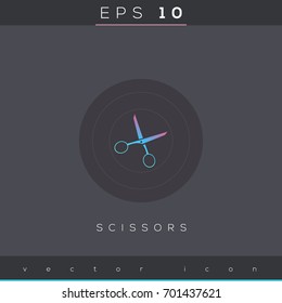 Scissors icon design on modern flat background
