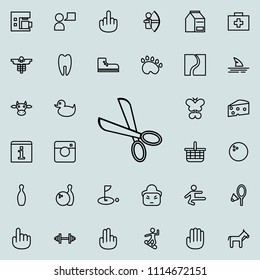 scissors icon. Detailed set of minimalistic line icons. Premium graphic design. One of the collection icons for websites, web design, mobile app on colored background