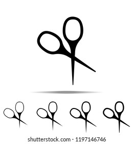 scissors icon in different shapes, thickness. Simple outline vector of web for UI and UX, website or mobile application