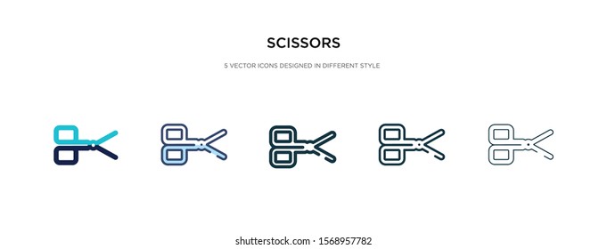 scissors icon in different style vector illustration. two colored and black scissors vector icons designed in filled, outline, line and stroke style can be used for web, mobile, ui